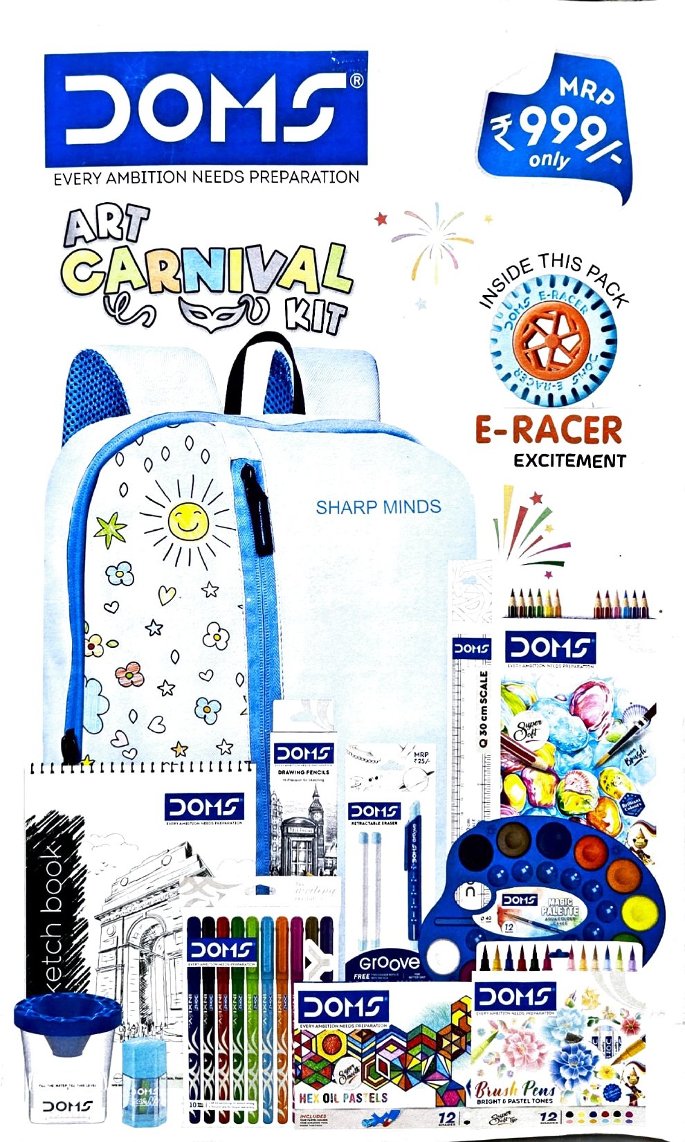 DOMS ART CARNIVAL STATIONARY KIT WITH A FREE BACKPACK